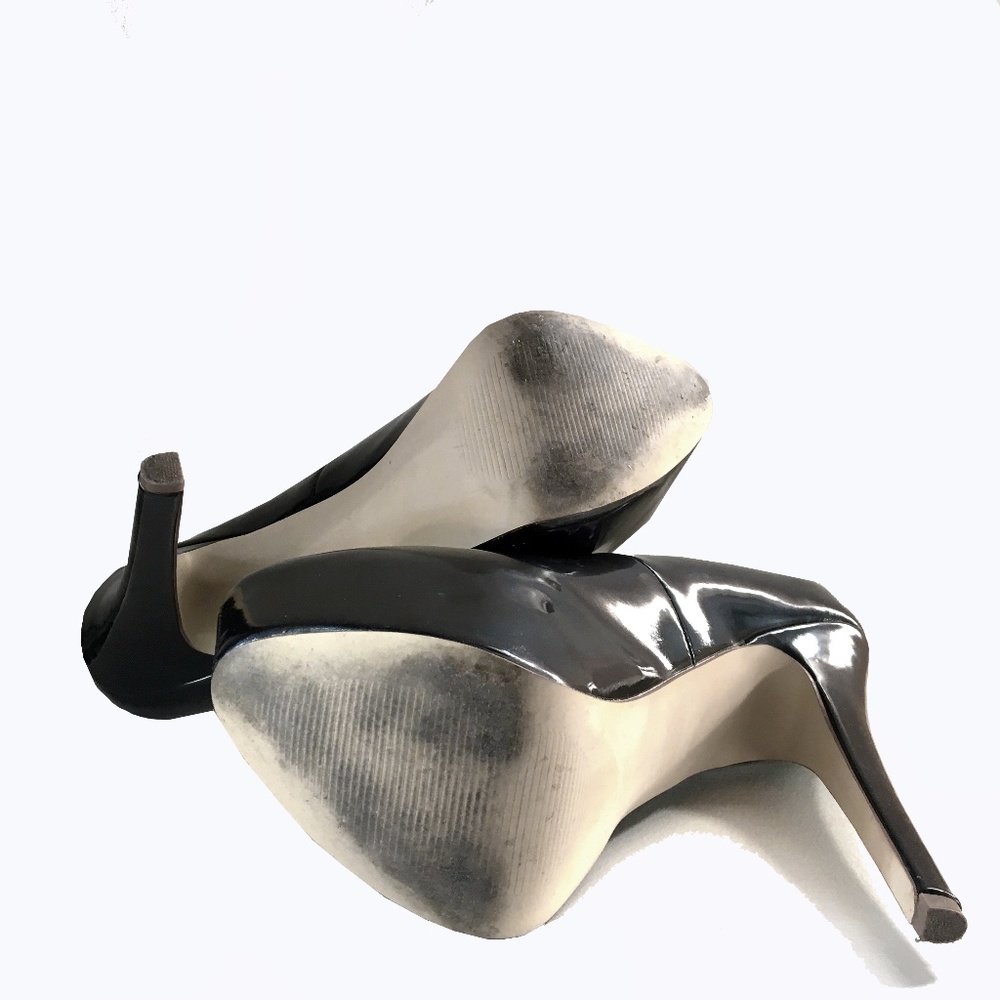 STEVE MADDEN BLK PATENT DEJAVU PLATFORM STILETTOS - Picture 4 of 6